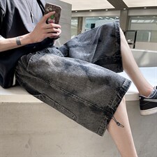2025夏季新款时尚牛仔五分裤潮流宽松休闲短裤A125-DK12-P38，男装牛仔裤，电商A125
