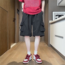 日系机能大口袋工装短裤男生夏季薄款潮牌高街宽松直筒五分裤男装，男装牛仔裤，星座1013