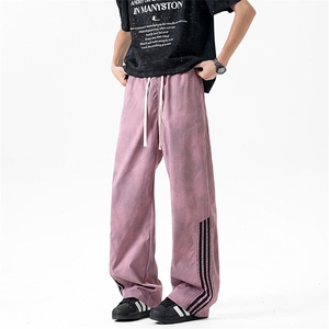 休闲裤男夏季新款港风宽松扎染工装阔腿长裤CK8203-P45图片