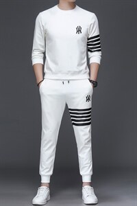 中年运动套装男春秋季爸爸秋装套装圆领卫衣两件套运动服时尚百搭图片