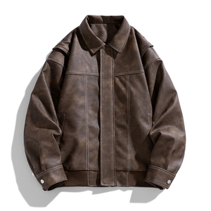 高街机动皮衣美式潮牌骑行服皮夹克外套光板A406 JK1232 特P83图片