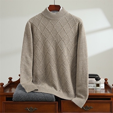 秋冬季羊毛七针加厚菱形席编羊毛衫男装，男装羊毛衫，唯若美羊绒