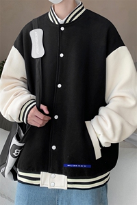 摇粒绒棒球服男大码开衫卫衣男夹克 BF86202-P65图片