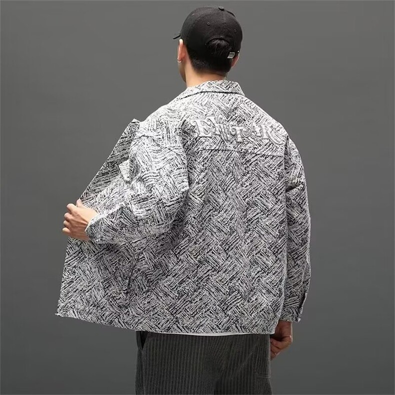 1506/QY80940/P45JIENITOP高级感牛仔外套刺绣夹克潮牌宽松痞帅,男装工装外套,星座1506
