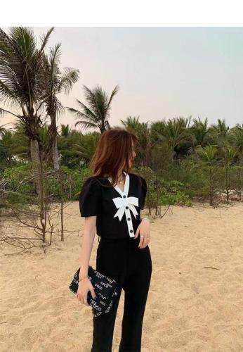 【店长推荐】闺蜜装短款蝴蝶结上衣，女装，1.2.3.4