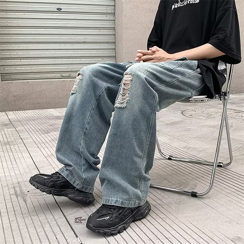 美式高街牛仔裤男韩版潮流口袋个性2024秋冬新款ins长裤RK971-P43,男装牛仔裤,星座412-2