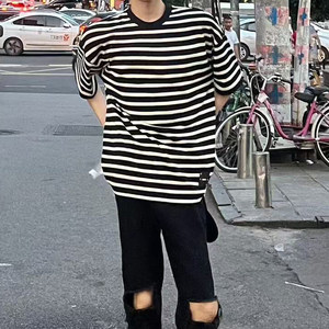 百搭条纹短袖抖音得物现货可送样高克重A061-AT01136-特P30-网图图片