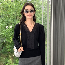 2025秋冬百搭时尚简约v领修身打底衫，女装羊绒衫，玛卡隆羊绒