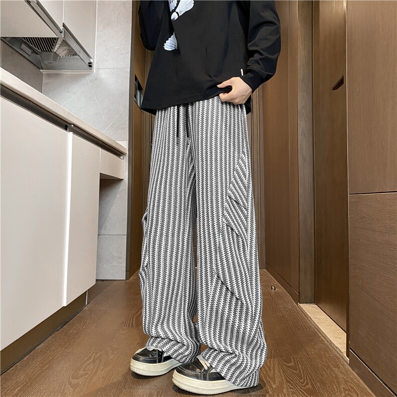 秋季新款鱼骨纹拼接设计感百搭宽松休闲裤B315-K25867-特p35控68,男装休闲裤,电商B315