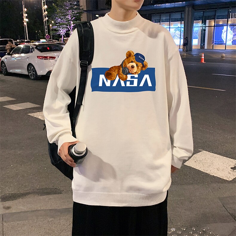 NASA半高领毛衣男士大码针织衫男毛线衣男 M18247-P45 加绒款-P65图片