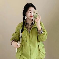 超火轻薄奶黄色连帽防晒外套女夏2025新款小个子今年流行夹克上衣，女装风衣，星座506A