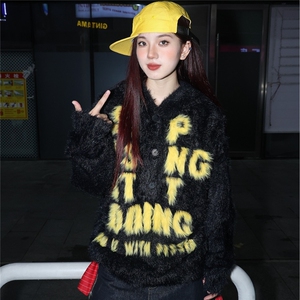 MY435-P61 软糯慵懒风仿水貂绒连帽毛衣男女秋冬季美式复古宽松图片