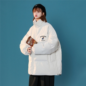 中性风22冬季时尚潮流印花纯色立领厚款保暖棉衣MY2059P85控118图片