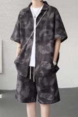 ！2026夏季新款男士短袖衬衫套装泡泡格衬衣一套CSTZ002特P55，男装衬衫，电商B220