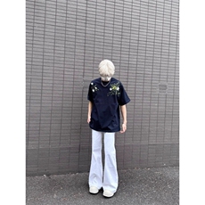 网图复古花卉刺绣短袖T恤男女宽松休闲百搭圆领半袖上衣T25-P40，男装T恤，星座1001-1