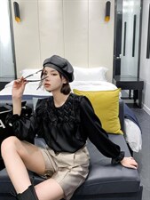 秋季新款圆领轻奢风圆领衬衫，女装衬衫，非次元