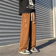 2023春秋季日系复古抽绳宽松裤男韩版直筒大码工装长裤K0023-P40，男装休闲裤，星座308B-1