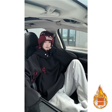 ！个性绣花拼接撞色卫衣冬季加绒连帽衫外套WR2251JR-P65控98，女装短外套，星座815A
