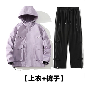 秋季冲锋衣套装男户外男士休闲裤一套潮流防水A266-TZJK8019-P110图片
