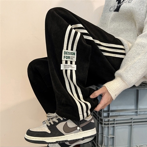 A165-K8073-P55控68加绒65雪尼尔~灯芯绒休闲裤垂感男女宽松图片