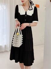 【现货】珍珠领气质连衣裙，女装连衣裙，新依佳人