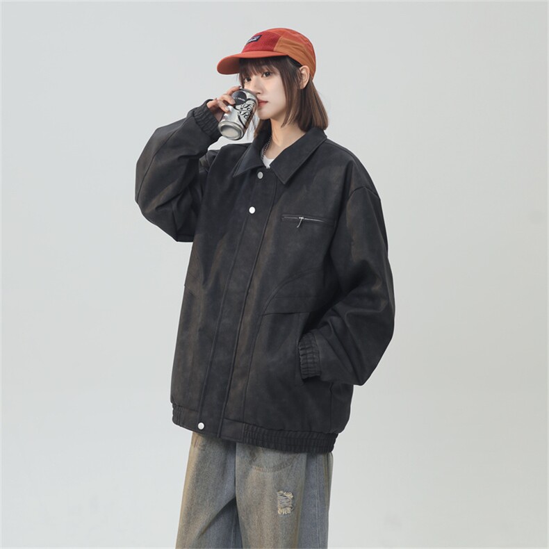 中性风PU皮工装翻领夹克2025秋季痞帅潮流外套XZ301b-2-JK2590P85,男装夹克,星座301B-2（原A443-1）