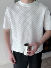 春夏男士圆领针织衫冰丝凉爽镂空短袖T恤B3007-P53，男装T恤，星座1012-1