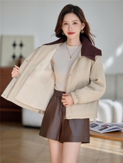 2025冬装新款加绒拼接棉衣女宽松，女装棉衣/棉服，依万里