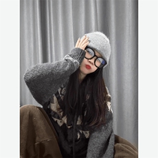 重磅秋冬北极绒开衫毛衣美式复古休闲慵懒风牛角扣针织衫连帽外套，男装针织衫/毛衣，电商A486-1