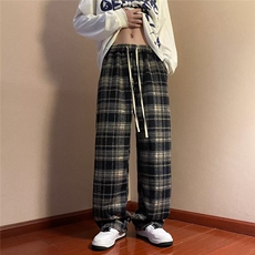2023春季格子裤子美式休闲直筒裤宽松阔腿长裤潮K956-P40，男装休闲裤，星座910-1