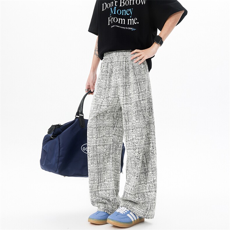 8XL-M 棉麻扎染糯米裤垂感直筒宽松慵懒休闲阔腿裤K9130P68控98图片