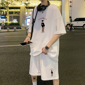！2023夏季男士华夫格短袖T恤套装百搭上衣一套HTZ12P50图片