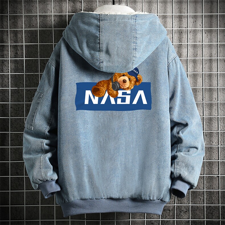 牛仔外套男大码加厚加绒衣男羊羔毛服男 NM53247-P140  网格图片