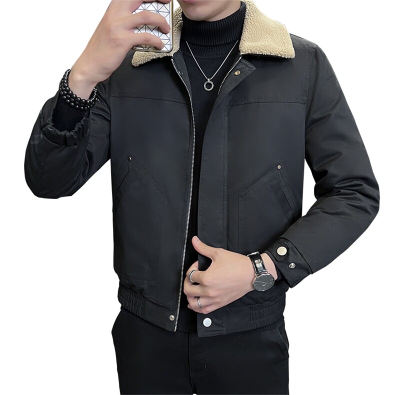 冬季新款羽绒服短款夹克羊羔毛领羽绒服标80绒带报告-8802,男装羽绒服,电商B248