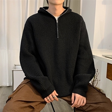 秋季新款港风日系复古纯色vibe潮流加厚套头连帽毛衣MY1498-P55，男装针织衫/毛衣，星座313A(原308A-2)