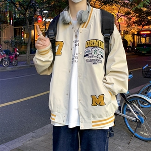 秋季ins潮牌宽松棒球服情侣款学院风外套日系徽章夹克 W1637-P55图片