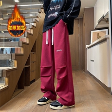 休闲裤男秋冬新款港风宽松华棉刺绣学生卫裤阔腿裤JR305-P55，男装休闲裤，星座214-3