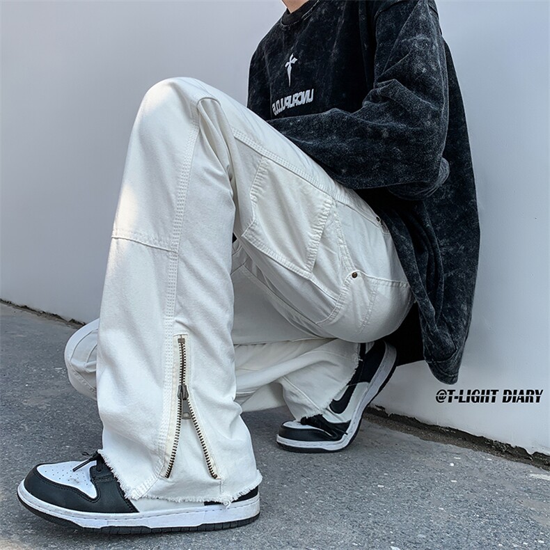 B221美式ins高街小众百搭微喇拉链牛仔裤LK22049-P60控78,男装牛仔裤,电商B221