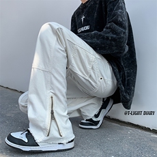 B221美式ins高街小众百搭微喇拉链牛仔裤LK22049-P60控78，男装牛仔裤，电商B221