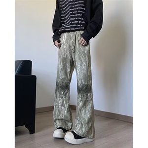 美式迷彩微喇休闲牛仔裤男宽松刺绣高街阔腿长裤潮RK2155X-P45图片