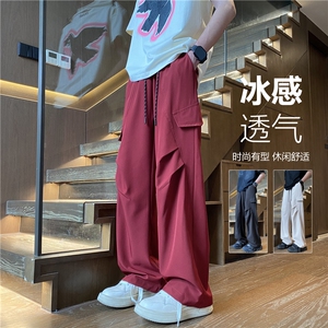2024夏季新款冰丝宽松工装褶皱设计休闲裤B315-K24152-特p30控58图片