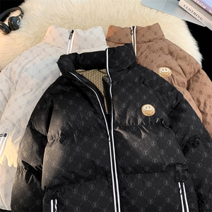 新款笑脸贴标字母加绒加厚保暖棉衣面包服A316-1-Y104P85控118图片