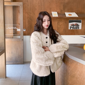 现货主推2025新款皮毛一体环保皮草减龄大衣冬1535-P175K268,女装皮草,欣美人