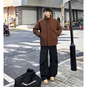 现货美式高街休闲夹克冬季立领纯色三防户外工装加厚棉服外套图片