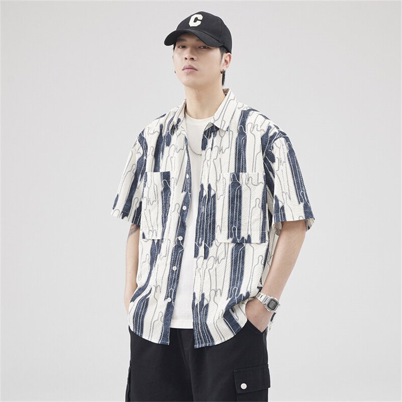 定织提花泡泡纱面料定制图案男休闲衬衫外套A329-Z237-P65,男装衬衫,电商A329