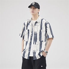 定织提花泡泡纱面料定制图案男休闲衬衫外套A329-Z237-P65，男装衬衫，电商A329