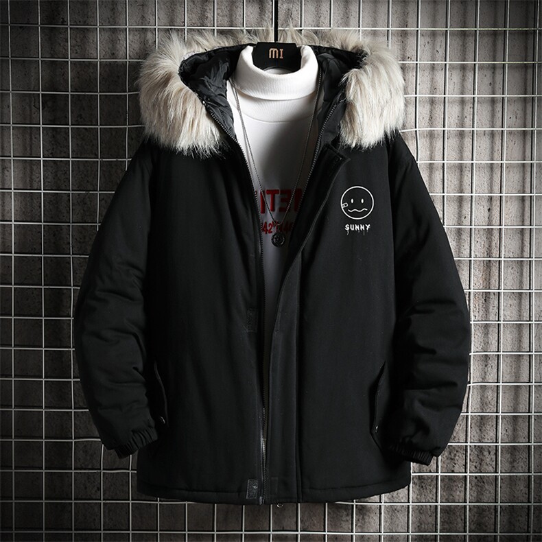MM48072-P130冬季大毛领衣男士大码加厚袄男服网格挂拍,男装棉衣,电商A040A