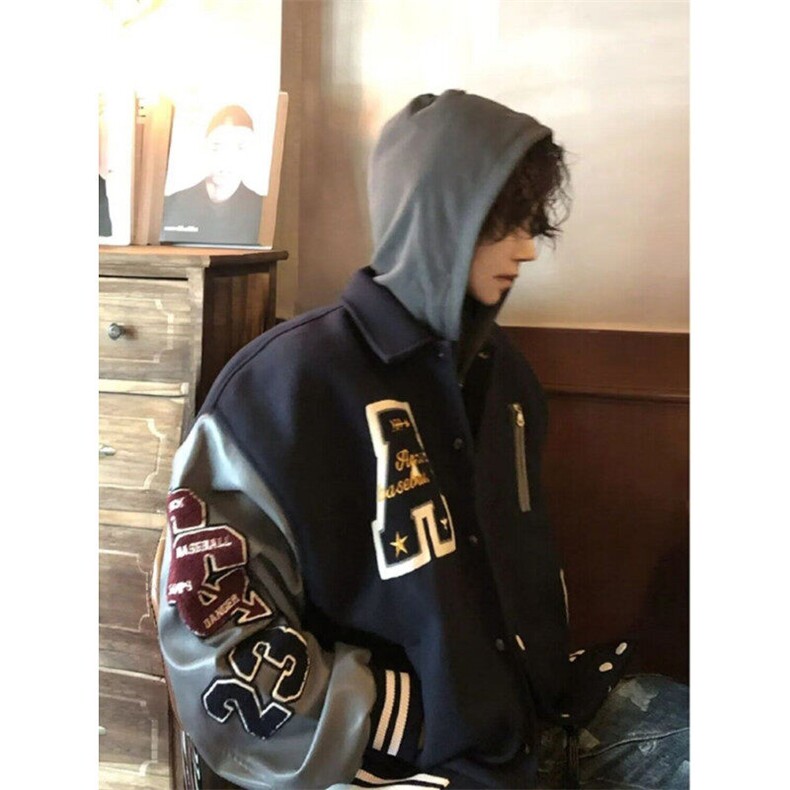 【档口现货】DJK608-P65新款藏蓝色春秋美式复古情侣夹克刺绣外套,男装夹克,星座603-2