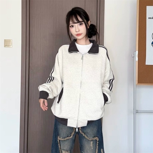 抖音得物高品质 美式高街重磅结构设计拼接织带立领卫衣外套 CM42图片