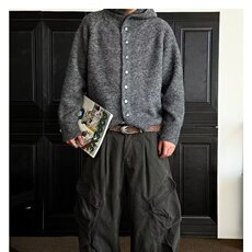 MY69-P70冬季日系新款重磅半开衫宽松针织衫上衣短款显高连帽，男装针织衫/毛衣，电商B323A